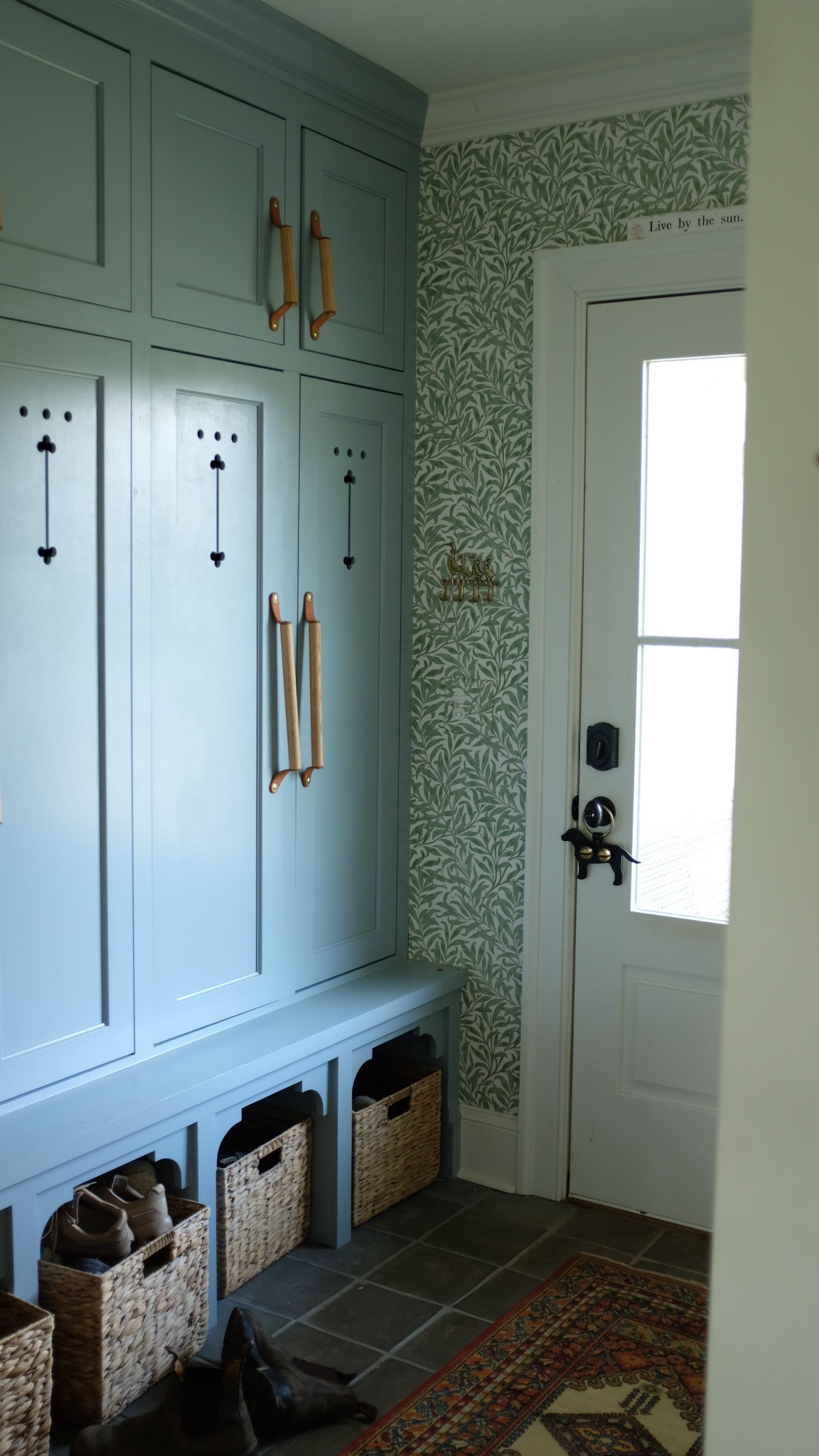 Our entryway. Shoe organization. Basket organization. Each family member has a basket by the door for their own shoes. Working desk. Cute lamp. 

#LTKHome #LTKFamily #LTKOver40