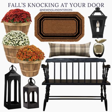 New England Interiors • Fall’s Knocking At Your Door • Bench, Mat, Mums, Lanterns, Fall Porch Decor. 🏡🍂

#newengland #fall #autumn #falldecor #home 

#LTKHoliday #LTKSeasonal #LTKhome