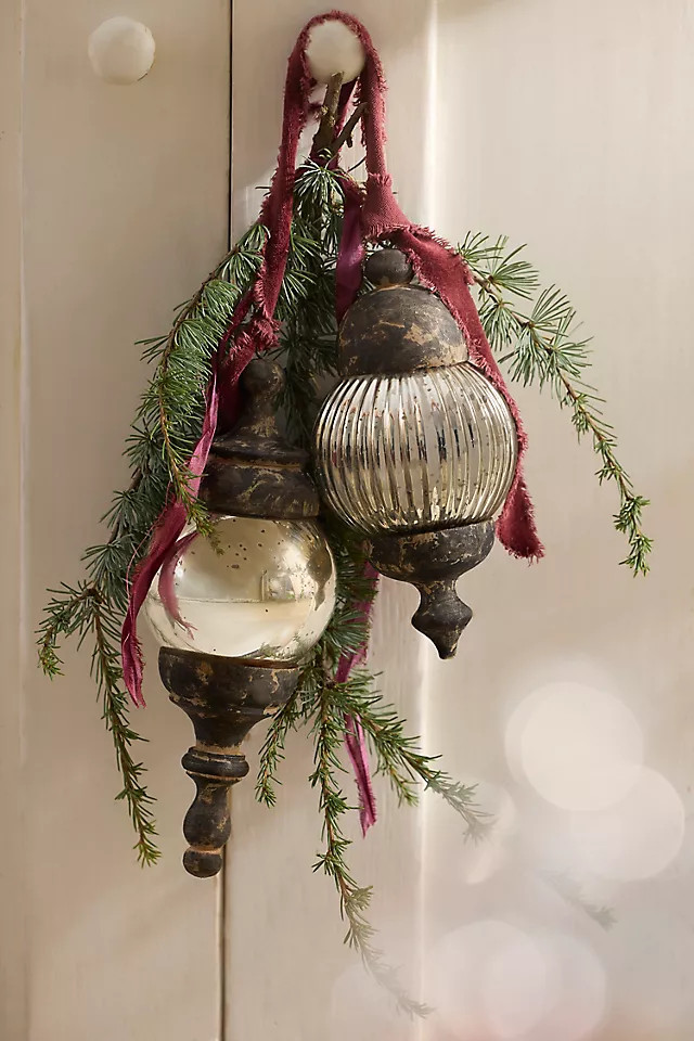 Wood + Glass Finial Ornament in Silver, Size: Medium at Terrain | Terrain