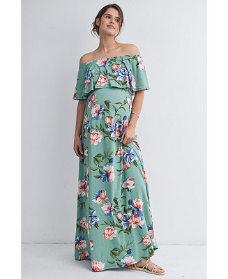 Maternity Off-Shoulder Ruffled Maxi Dress | Macy's