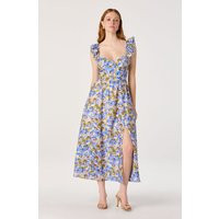 ASTR the Label | Wedelia Print Midi Dress in Yellow blue floral |  Size M | ASTR The Label (US)