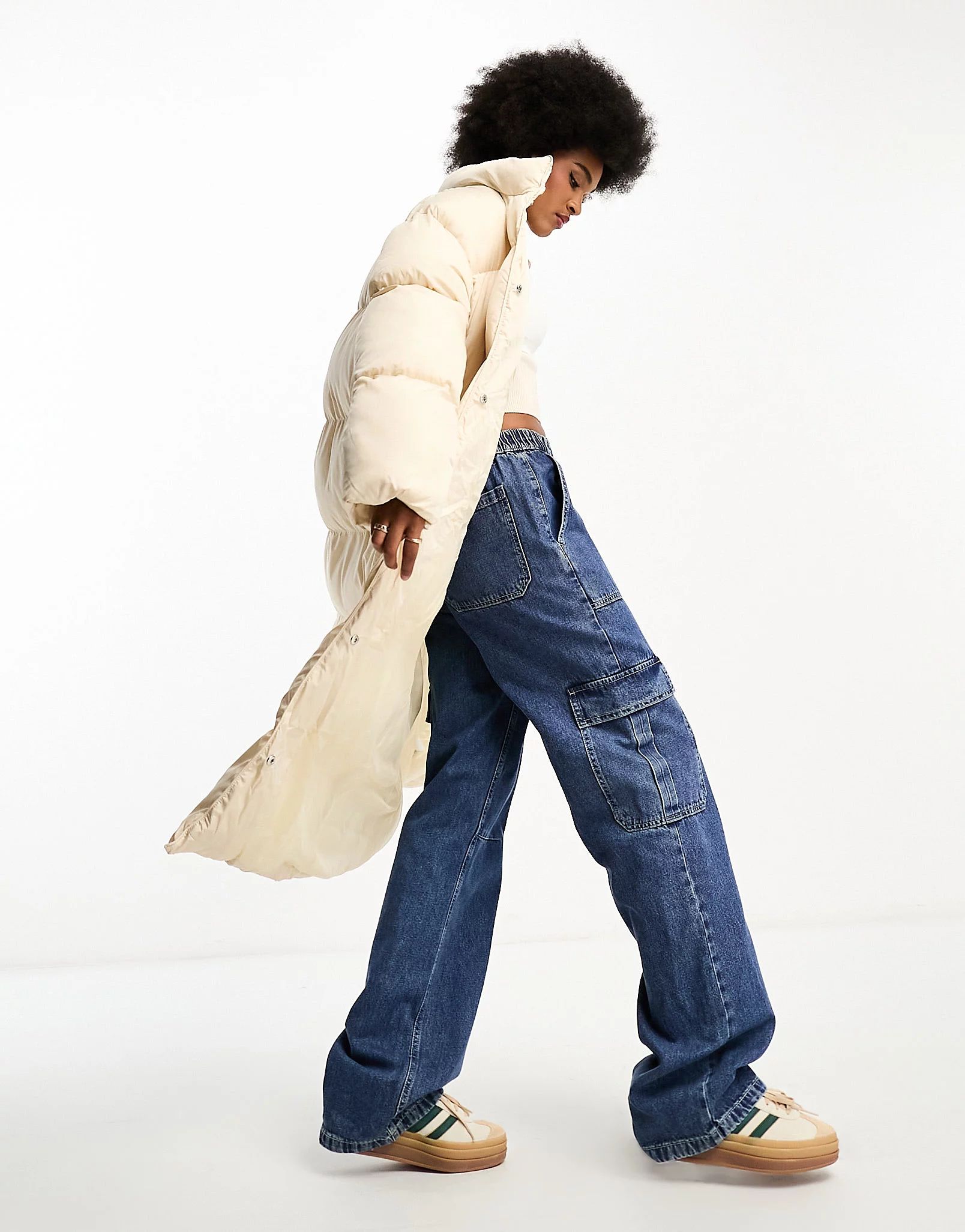 ASOS DESIGN Tall longline puffer coat in cream | ASOS | ASOS (Global)