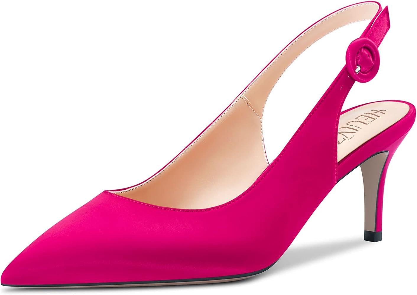 HEUIVZAR Slingback Pumps for Women Ankle Strap Pointed Toe Stiletto Kitten Low Heel Satin Shoppin... | Amazon (US)