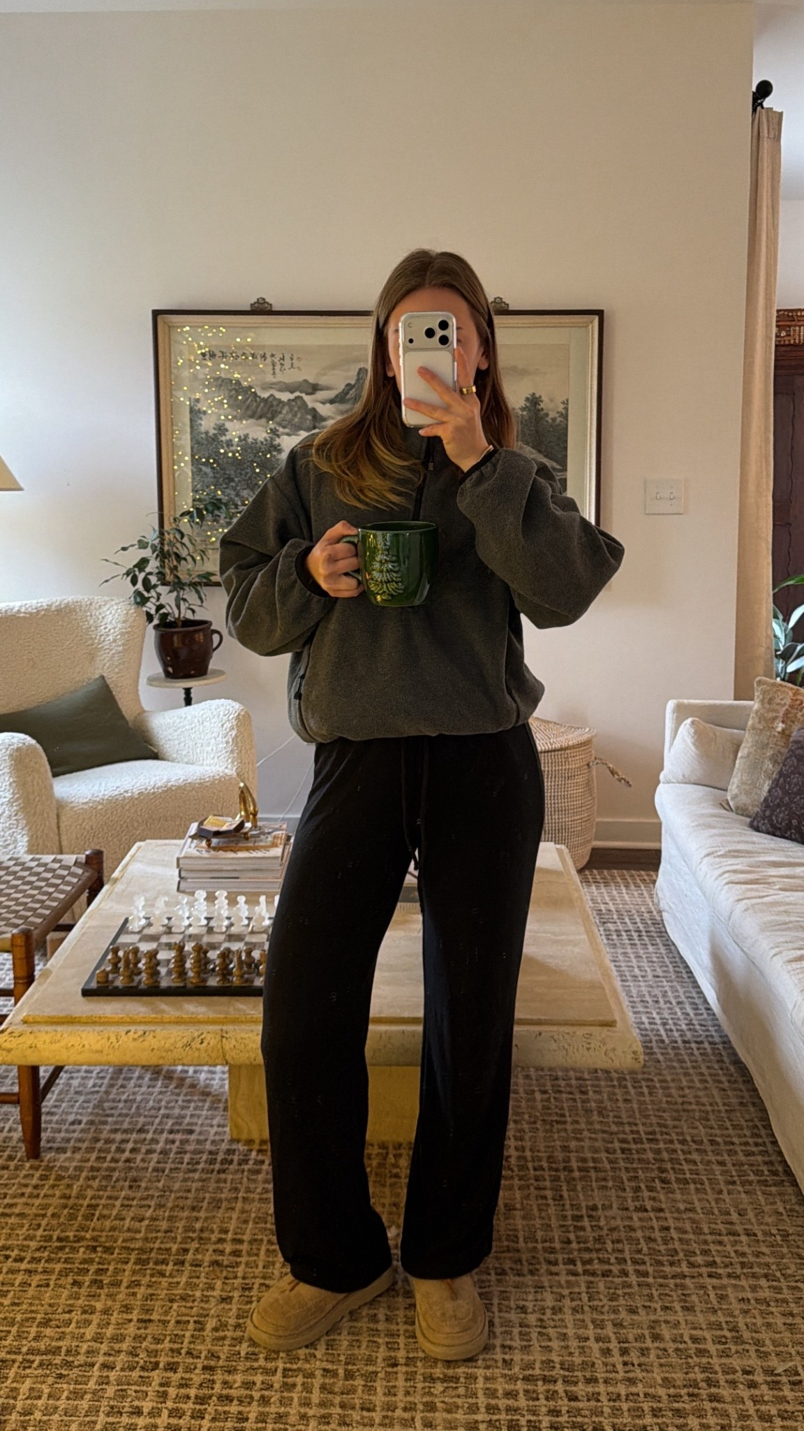 12/7/25 Cozy morning loungewear — linking my Aritzia grey quarter-zip fleece (wearing a size small) and my favorite Aritzia lounge pants. The softest, easiest combo for slow winter mornings at home.

#LTKootd #LTKmorningroutine