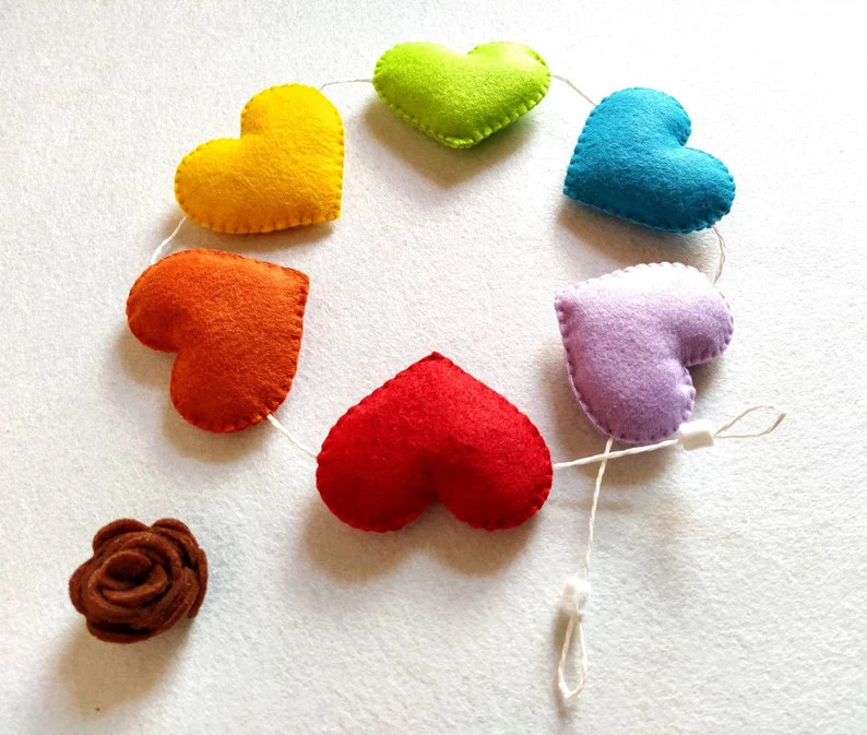 Rainbow heart banner, felt heart | Etsy (US)