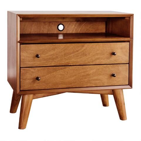Brewton Large Acorn Wood Nightstand With Drawers | World Market