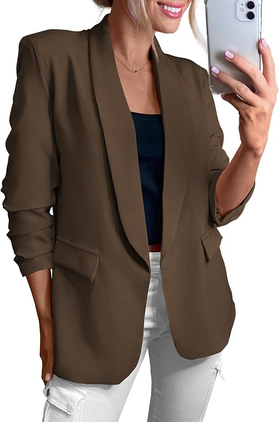 KIRUNDO Womens Blazer 2025 Spring Fall Bussiness Casual Long Sleeve Open Front Work Office Dressy... | Amazon (US)