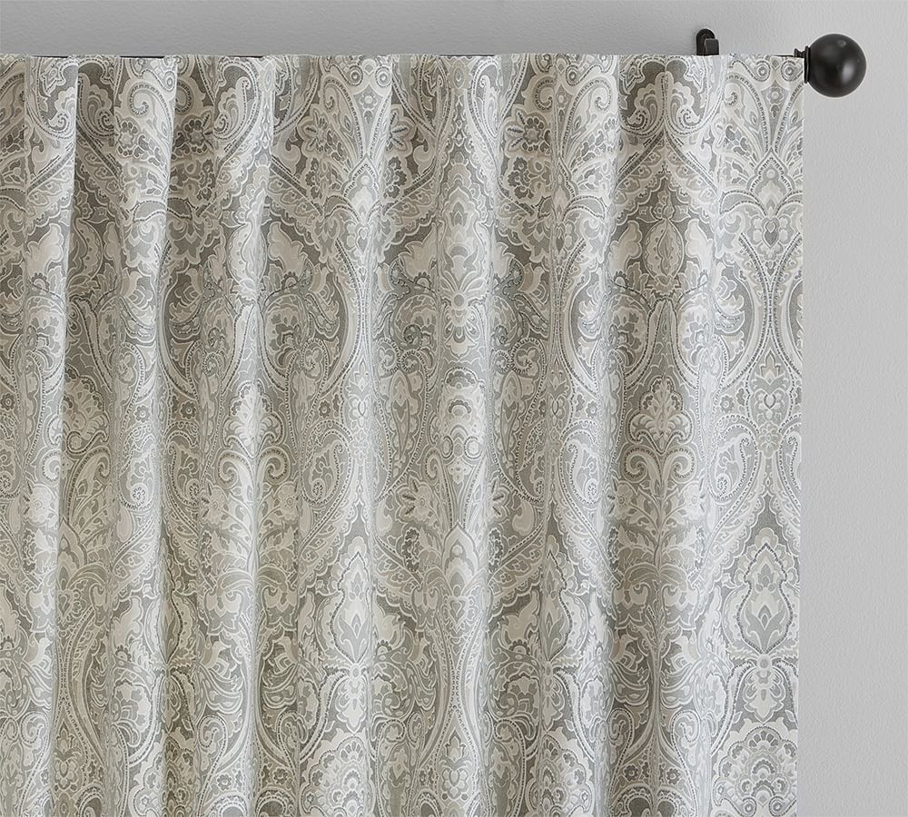Mackenna Paisley Linen/Cotton Rod Pocket Curtain, 50x96", Taupe | Pottery Barn (US)