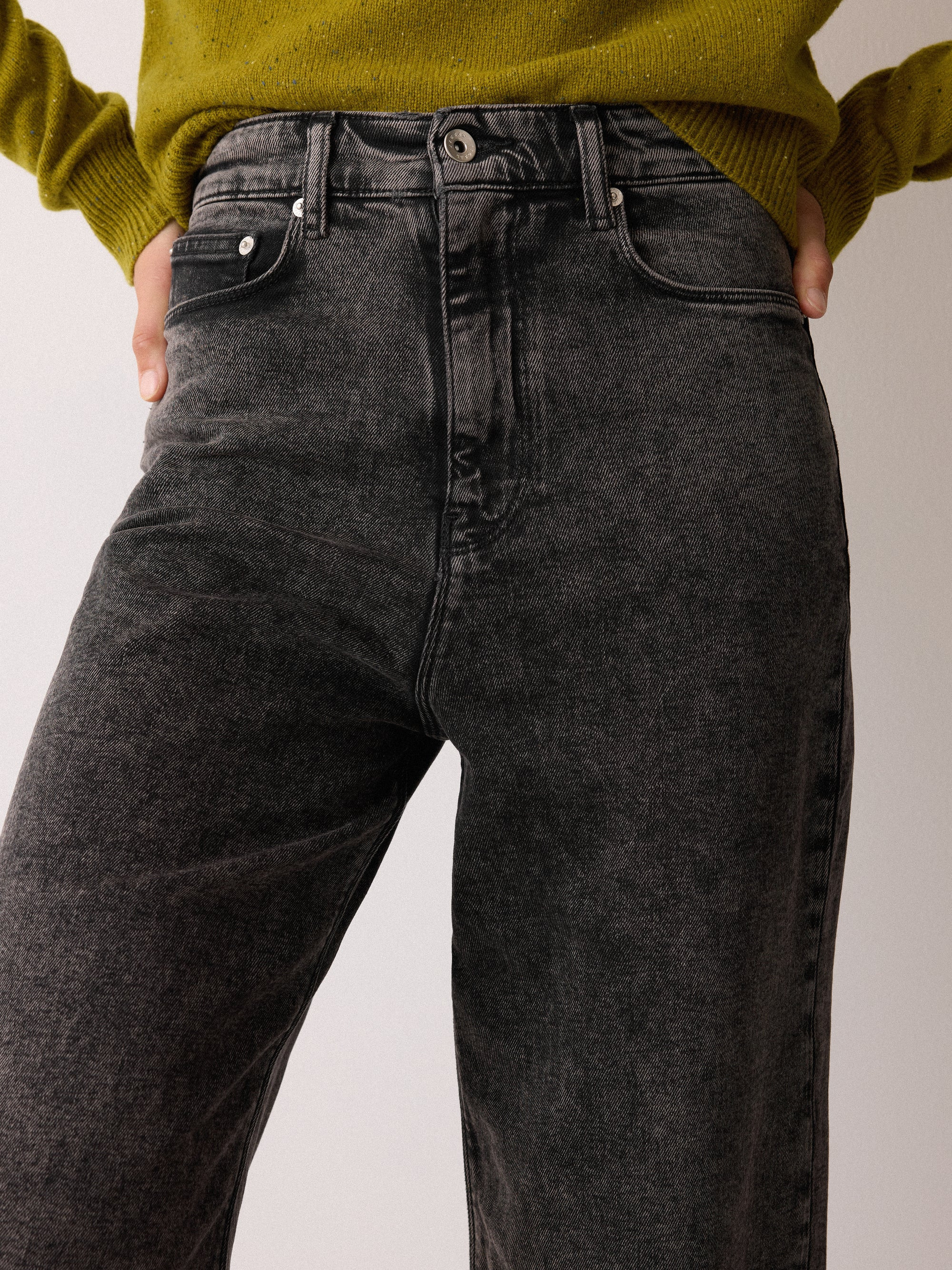 Blair Turn Up Jean | Black Snow Wash | Jigsaw (UK)