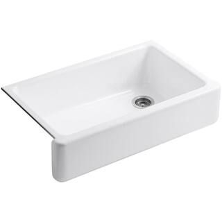 KOHLER Whitehaven Undermount Farmhouse Apron Front Cast Iron 36 in. Single Bowl Kitchen Sink in W... | The Home Depot