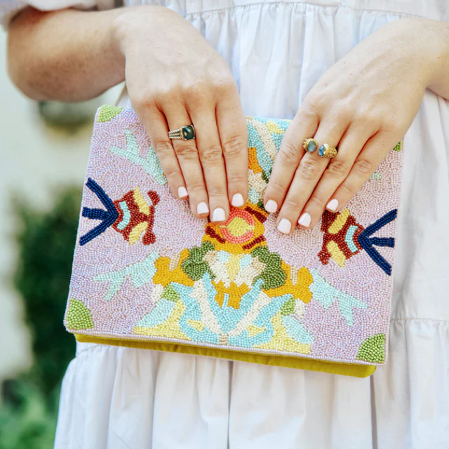 Laura Park Stained Glass Lavender Beaded Clutch | Auden & Avery