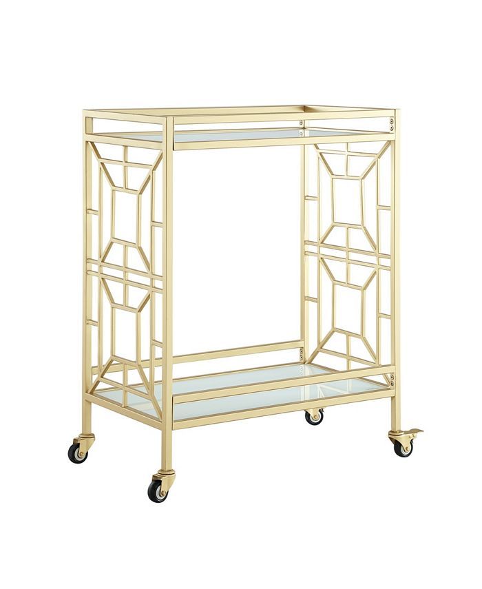 INSPIRED HOME Jared Serving Bar Cart with Glass Shelves and Metal Frame & Reviews - Furniture - M... | Macys (US)