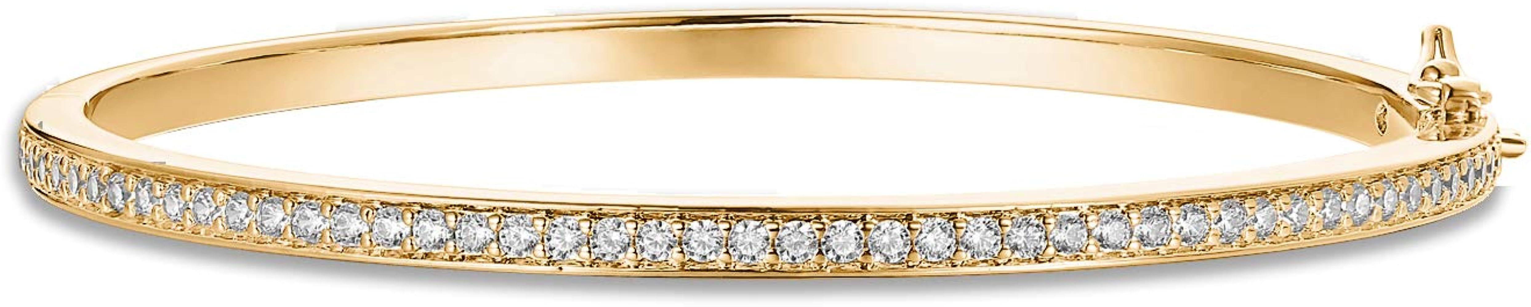 14K Gold Plated Cubic Zirconia Bangle Classic Tennis Bracelet | Gold Bracelets for Women | Amazon (US)