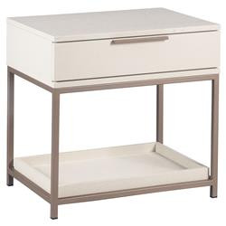 Sunpan Rebel Rustic Lodge Cream Wood Champagne Gold Iron 1 Drawer Nightstand | Kathy Kuo Home