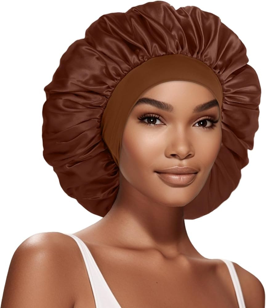 Extra Large Satin Bonnet Hair Cap, 17inches Silk Bonnet for Sleeping, Jumbo Silk Sleep Shower Cap... | Amazon (US)