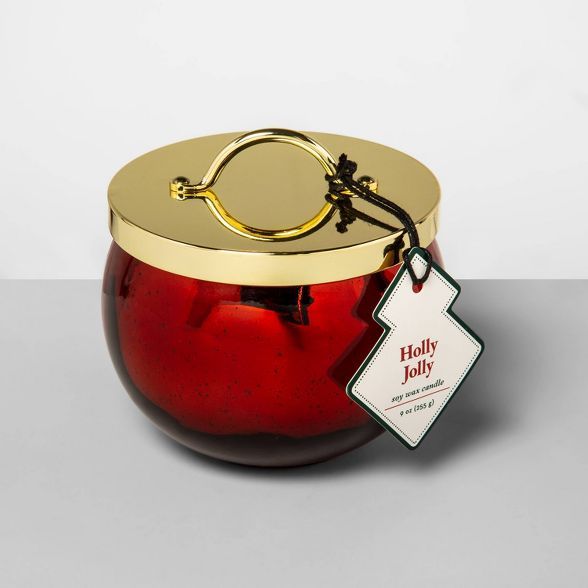 9oz Mercury Glass Ornament Jar Candle Holly Jolly - Opalhouse™ | Target