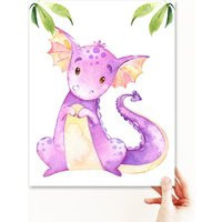 Baby Boy Nursery Decor Dragon Poster Kids Room Art Print Children Purple Canvas Digital Printable | Etsy (US)