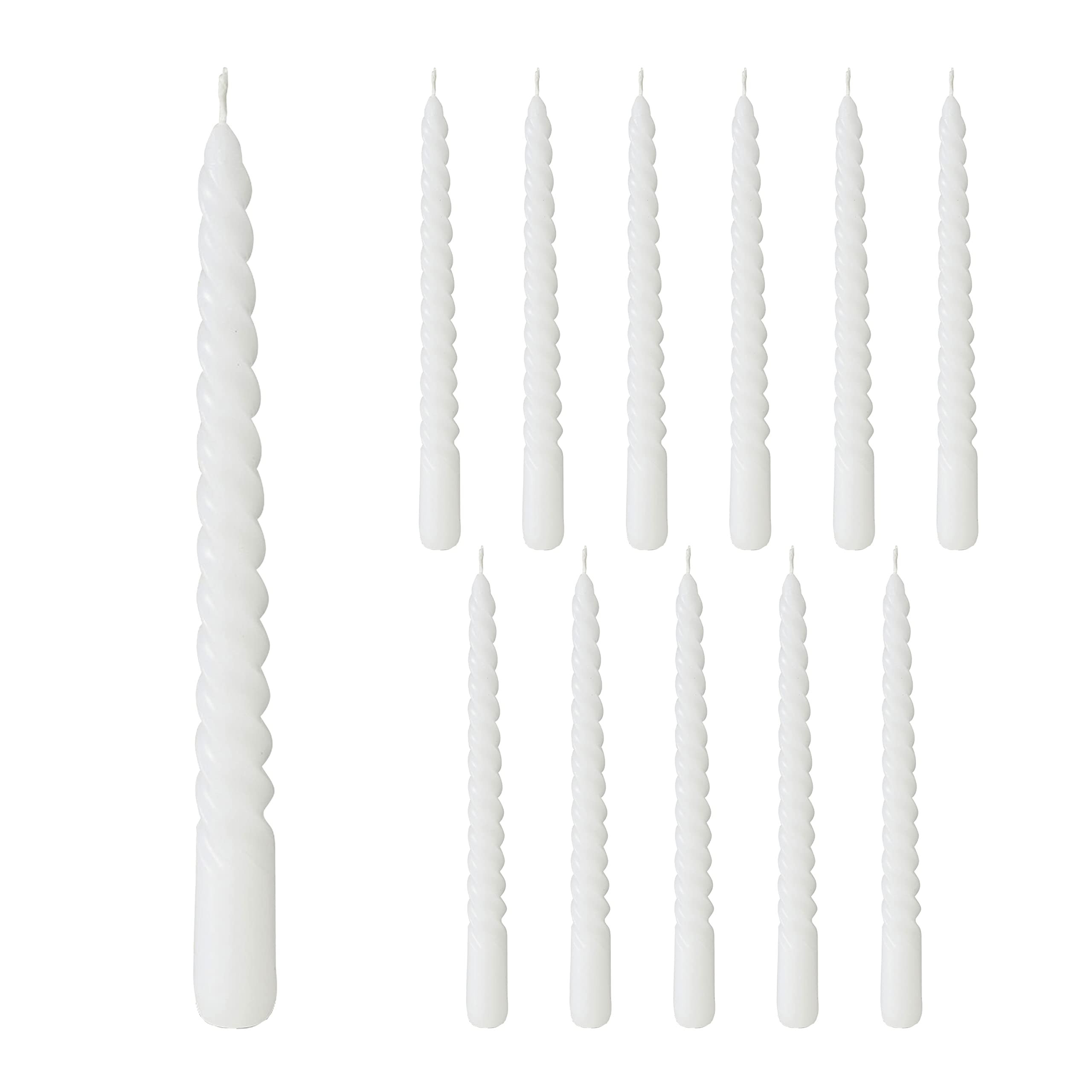 12 Piece Matte White Twist Taper Candles, 2 Boxed Sets of 6, 4 Hours Burn Time, Paraffin Wax, 7.7... | Amazon (US)