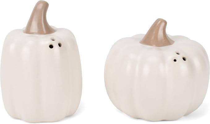 Nat & Jules Pumpkin 3 inch Ceramic Salt and Pepper Shakers Set of 2, White | Amazon (US)