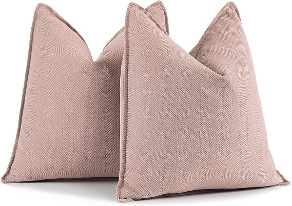 ZWJD Dusty Pink Valentine Pillow Covers 18x18 Set of 2 Chenille Throw Pillow Covers with Elegant ... | Amazon (US)
