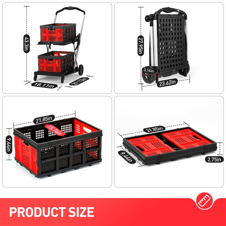 EVMORE 2-Tier Multi Use Functional Collapsible Utility Cart Adjustable Shopping Carts with Storag... | Walmart (US)