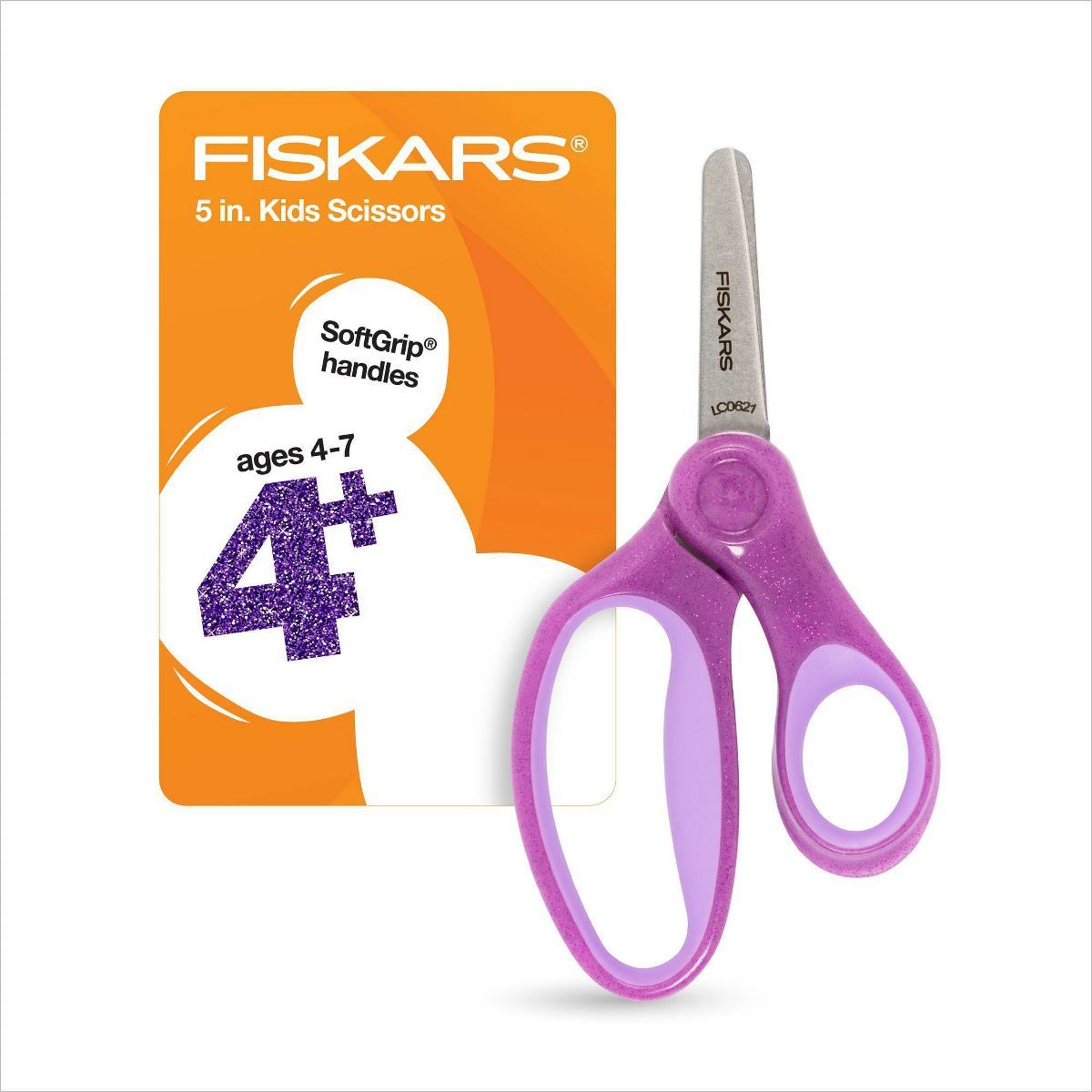 Fiskars 5" Sparkle SoftGrip Blunt Kids' Scissors Purple | Target