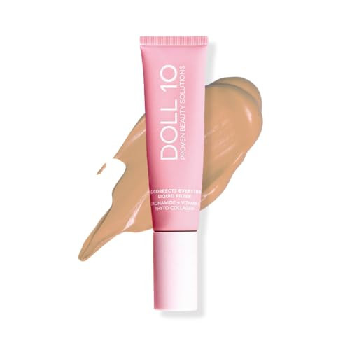 Doll 10 TCE Liquid Filter – CC Cream - Liquid Foundation - Lightweight Tinted Moisturizer & Skin Tint - Blurs Pores & Fine Lines - Vegan - Clean Makeup - [Light/Medium] - 30 Day Supply | Amazon (US)