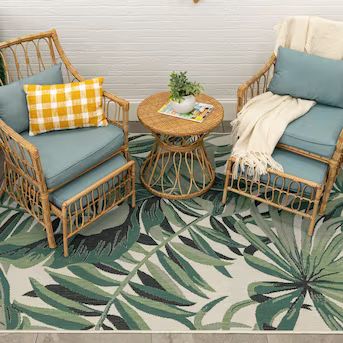 allen + roth Palm 5 X 7 (ft) Outdoor Area Rug | Lowe's