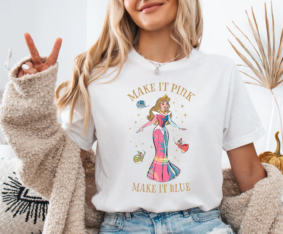 Princess Aurora Shirt, Sleeping Beauty T-shirt, Disney Make It Pink Make It Blue Sweatshirt, Disn... | Etsy (US)