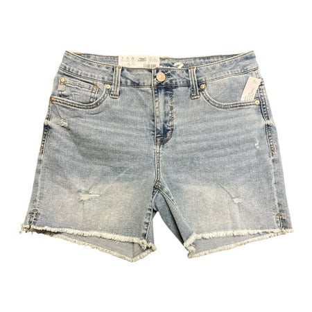 Seven7 Women s 5 Fray Hem Mid Rise Comfortable Denim Weekend Short (Tiana 8) | Walmart (US)