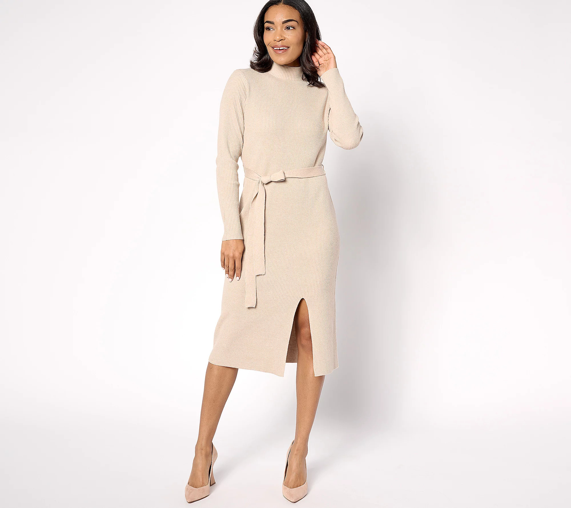 BEAUTIFUL by Lawrence Zarian Petite Mock Neck Sweater Dress | QVC