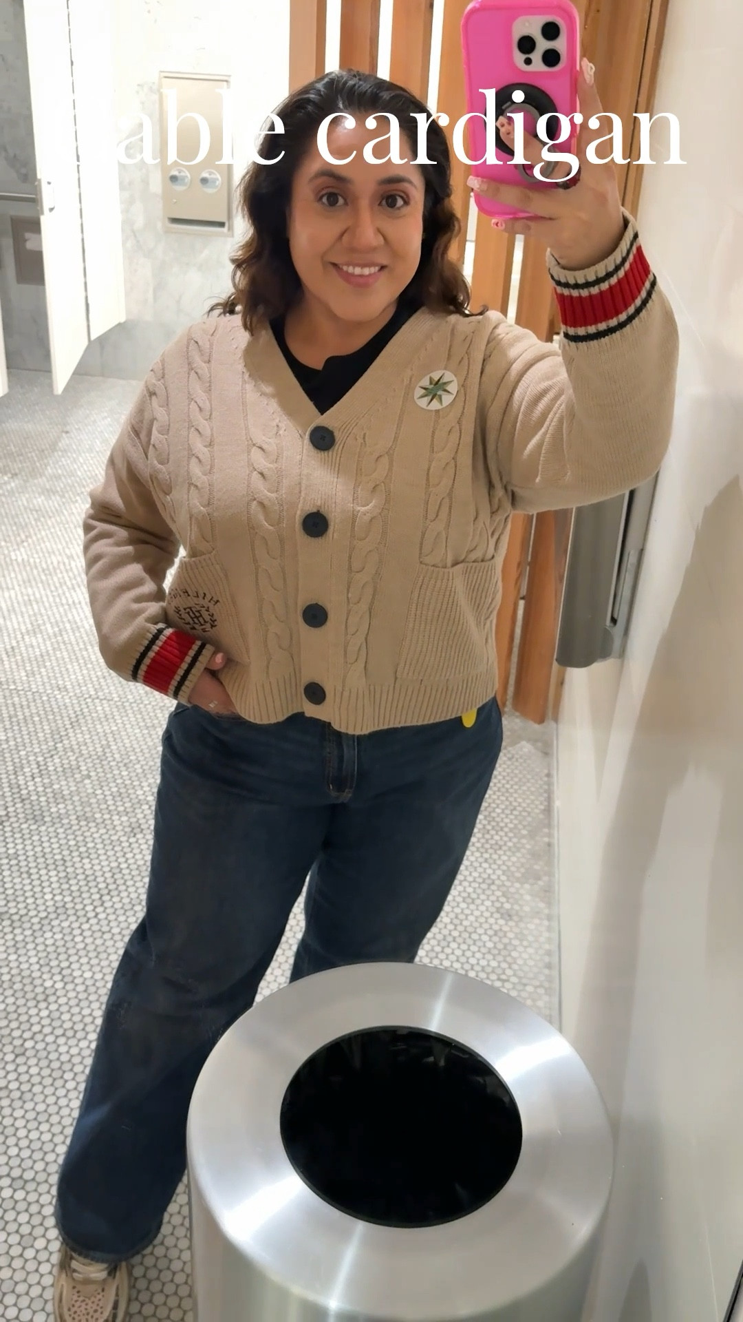 business casual workwear cardigan with black tee and wide leg jean and mixed camo print jeans

#LTKvlog #LTKSaleAlert #LTKootd