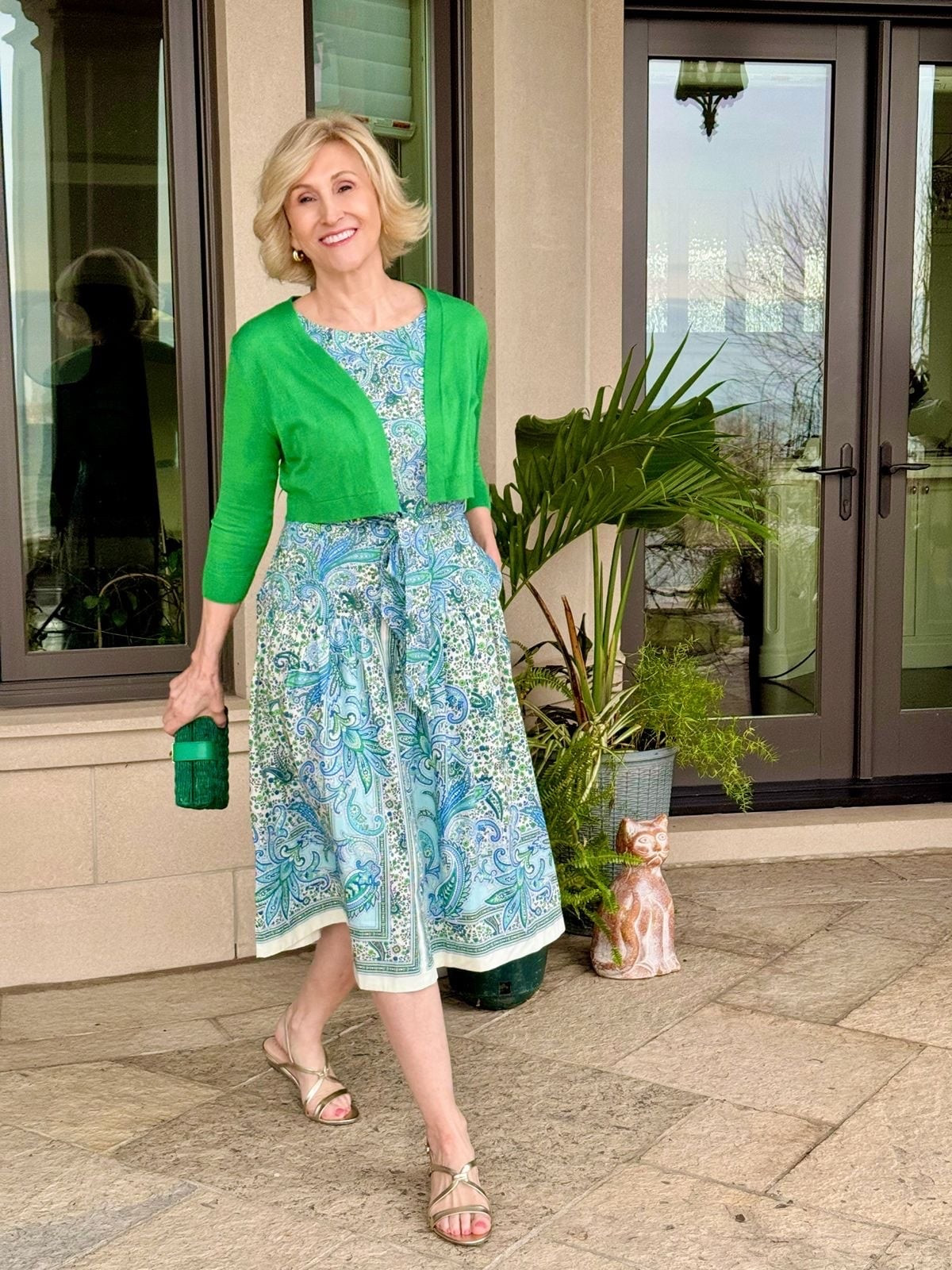 Sometimes all an outfit needs is that one finishing touch. 💚 A lightweight green shrug is the perfect layer to throw over a patterned dress when you want a little extra coverage without hiding the dress underneath.

I love how it adds a pop of color while making the outfit feel effortlessly polished. It’s comfortable, flattering, and one of those combinations you can wear for lunch, church, brunch, or a summer get-together.

#LTKOver40 #LTKSeasonal #LTKootd