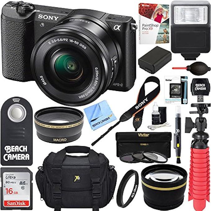 Sony Alpha a5100 HD 1080p Mirrorless Digital Camera Black + 16-50mm Lens Kit + 32GB Accessory Bundle | Amazon (US)