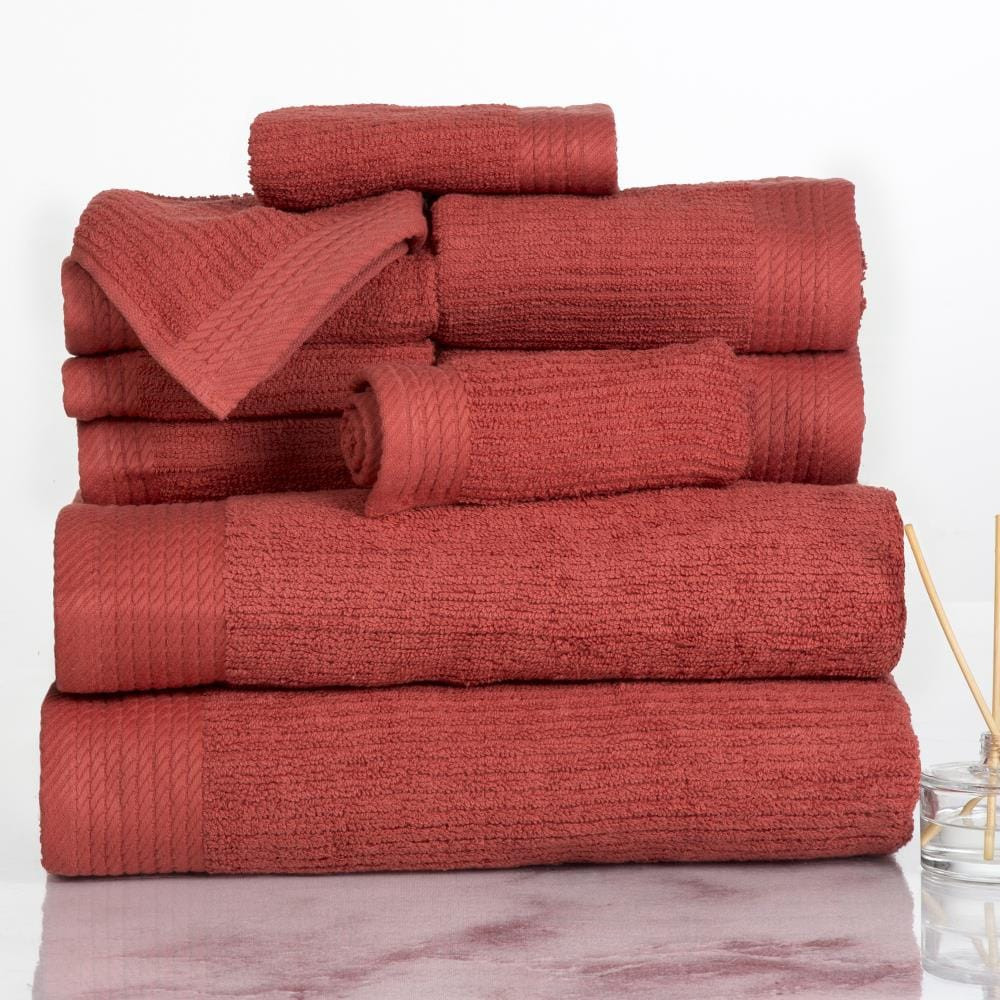 Hastings Home 10-Piece Brick Cotton Bath Towel Set (Bath Towels) in Orange | 765411MZO | Lowe's