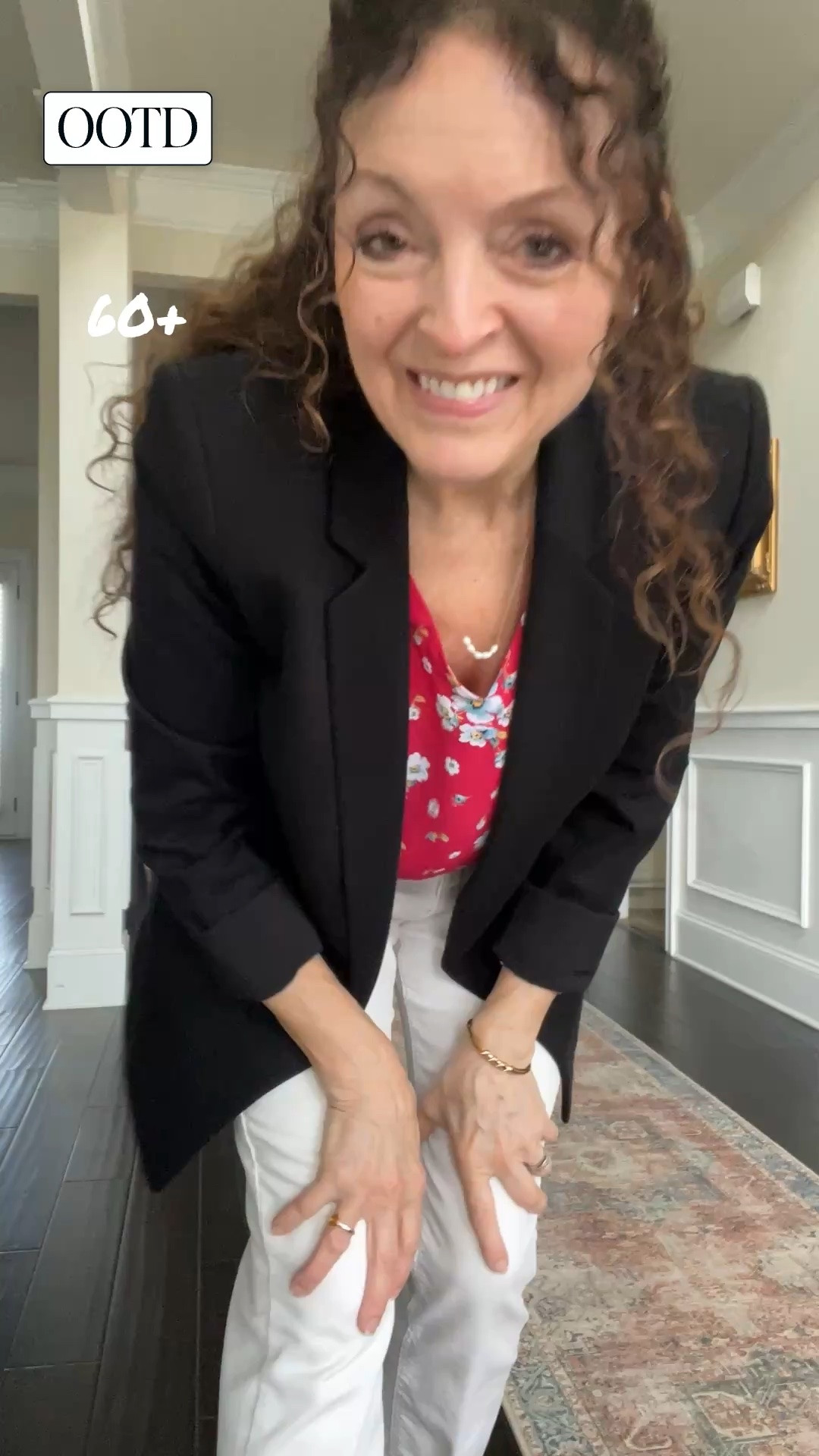 #OOTD 60+ 5’2”
Pairing white jeans and a flouncy summer top with an oversized black blazer just to elevate the look. The super comfy, born sandals are my favorite. ￼

#LTKootd #LTKOver40
