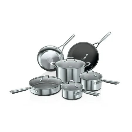 Ninja Neverstick Essential Stainless Steel 11-Piece Cookware Set, C79800 | Walmart (US)