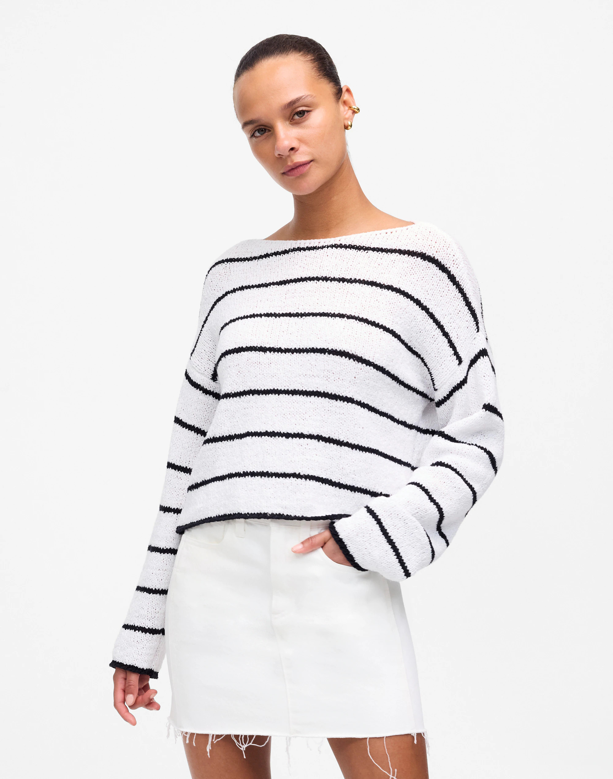 Boatneck Pullover Sweater in Stripe | Madewell