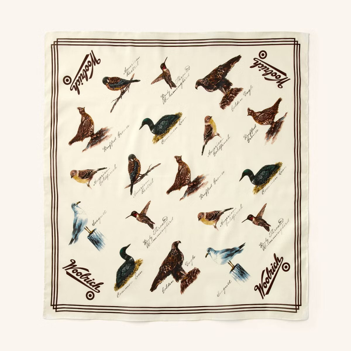 Adult Bird Motif Cotton Bandana - Woolrich x Target Cream Multi | Target