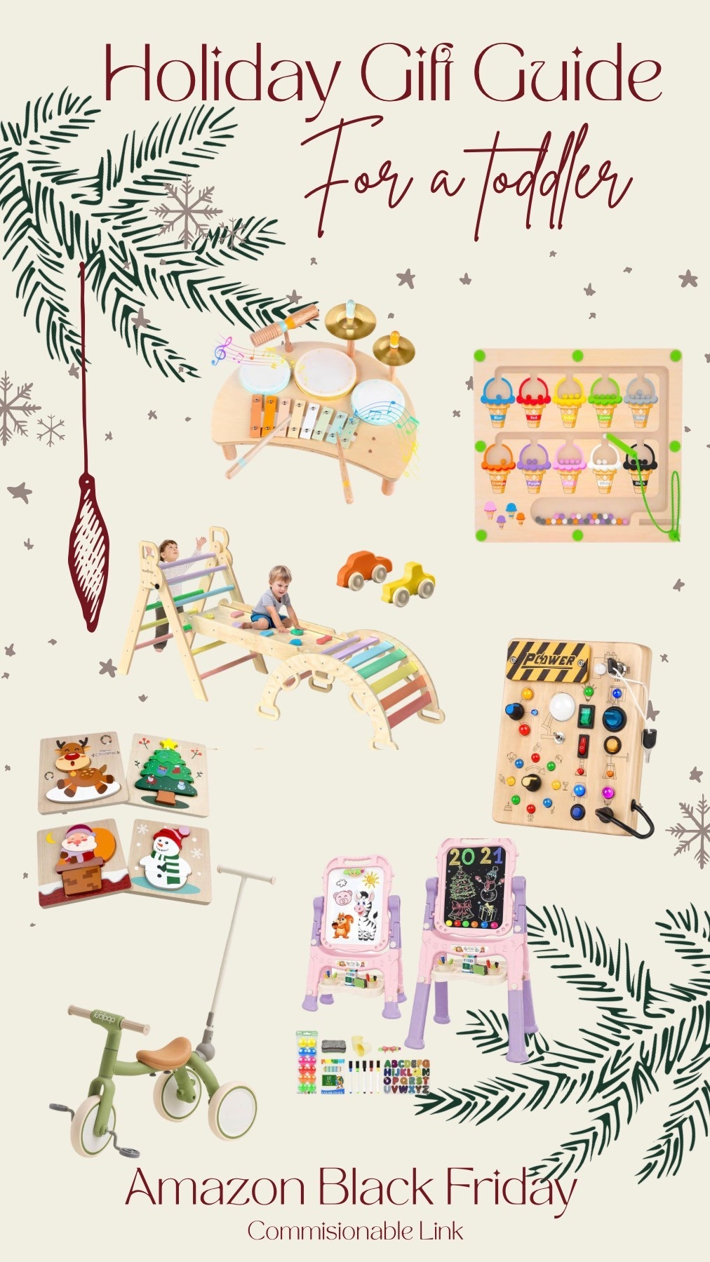 Amazon Black Friday Holiday gift guide for toddlers!

Drum kit, Montessori magnetic game, wooden climbing, Montessori busy board, wooden holiday puzzles, push tricycle, art board 

Toddler gifts | Amazon gift | Black Friday | holiday gift guide | kids gift 
Christmas gift 
Follow @mimipluswill for more! 

#LTKKids #LTKGiftGuide #LTKSaleAlert