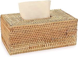 Sumnacon Tissue Box Cover Rectangle Tissue Box Rattan Tissue Box Holder,Wicker Decorative Tissue ... | Amazon (US)