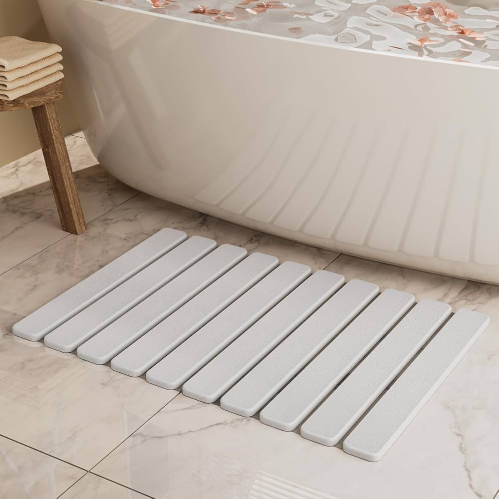 Foldable Stone Bath Mat, Quick Dry Stone Drying Mats for Bathroom, Super Absorbent Bath Mat, Non ... | Amazon (US)