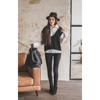 Black V-Neck Sweater Vest, Sleeveless Top For Women, Oversize Short Loose Fit Spring Top, Chunky Knit Office Style Vest | Etsy (US)