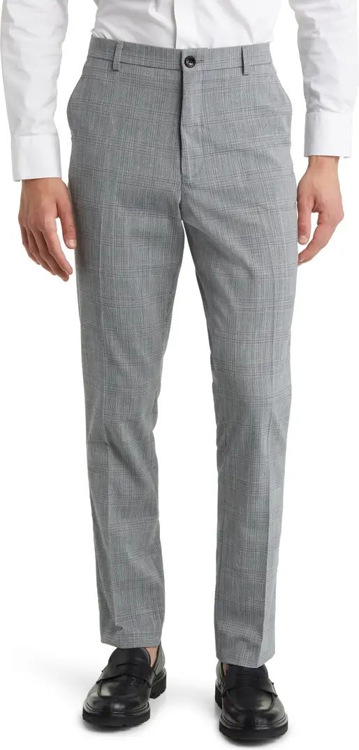 SOFT CLOTH Glen Plaid Stretch Flat Front Pants | Nordstrom | Nordstrom