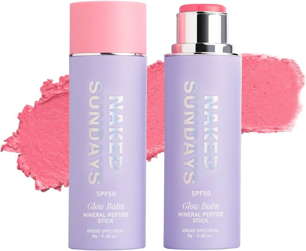 Naked Sundays SPF 50 Mineral Glow Balm Peptide-Infused Multi-Tasking Blush Stick for Cheeks, Lips... | Amazon (US)