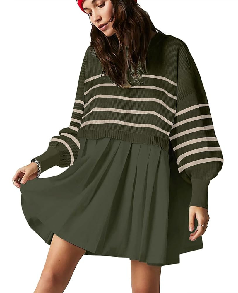 Womens Oversized Sweater Dress Spring Fall Trendy Long Sleeve Crewneck Pullover Tops Relaxed Fit ... | Amazon (US)