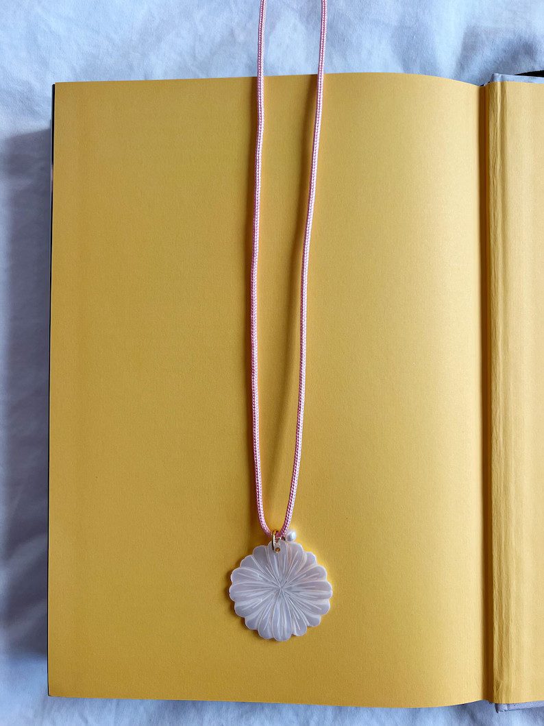 Pink Cord Wrap Pearl Charm Necklace - Etsy | Etsy (US)