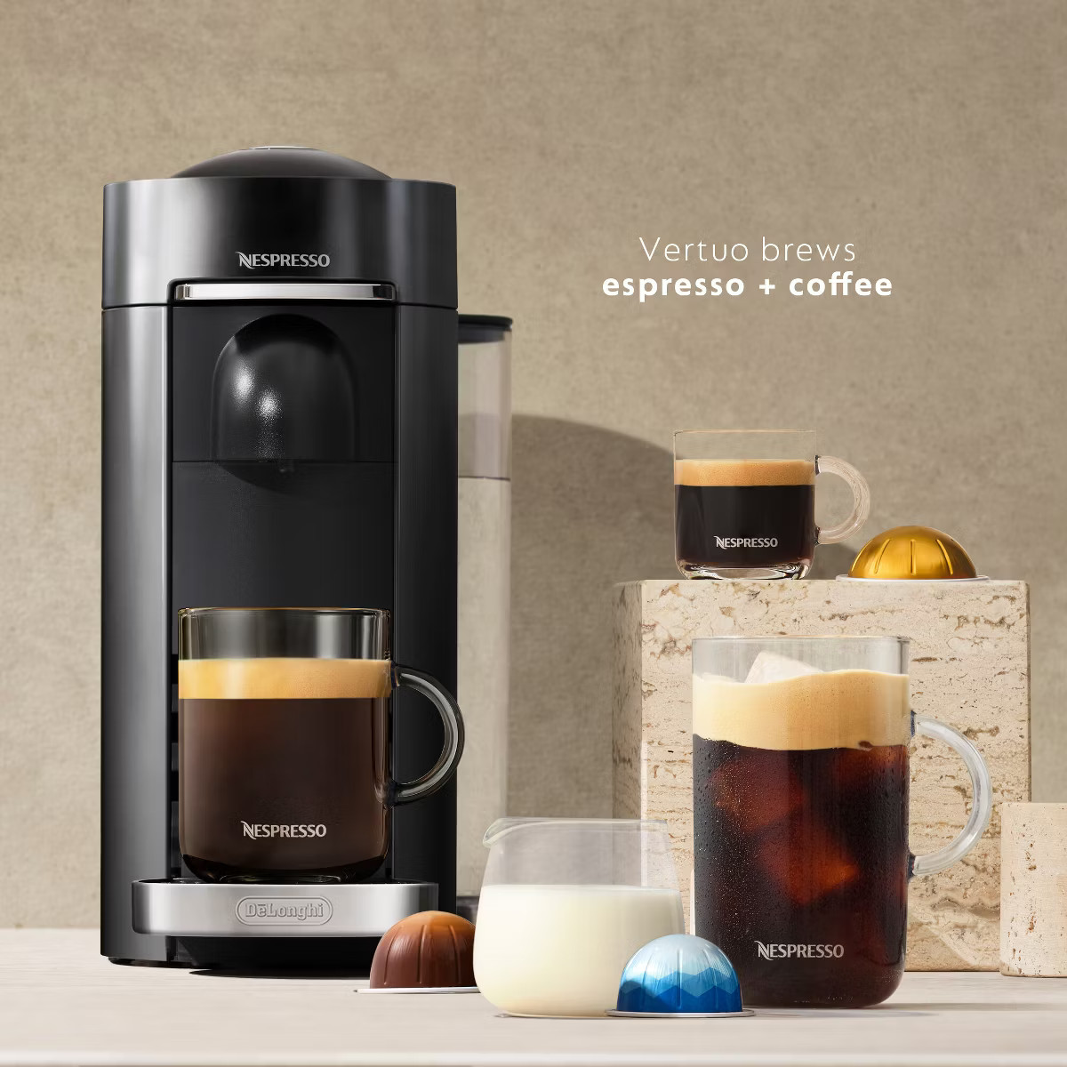 Nespresso Vertuo Plus Deluxe Espresso and Coffee maker Bundle: Piano Black, 12 Capsules, Removabl... | Target