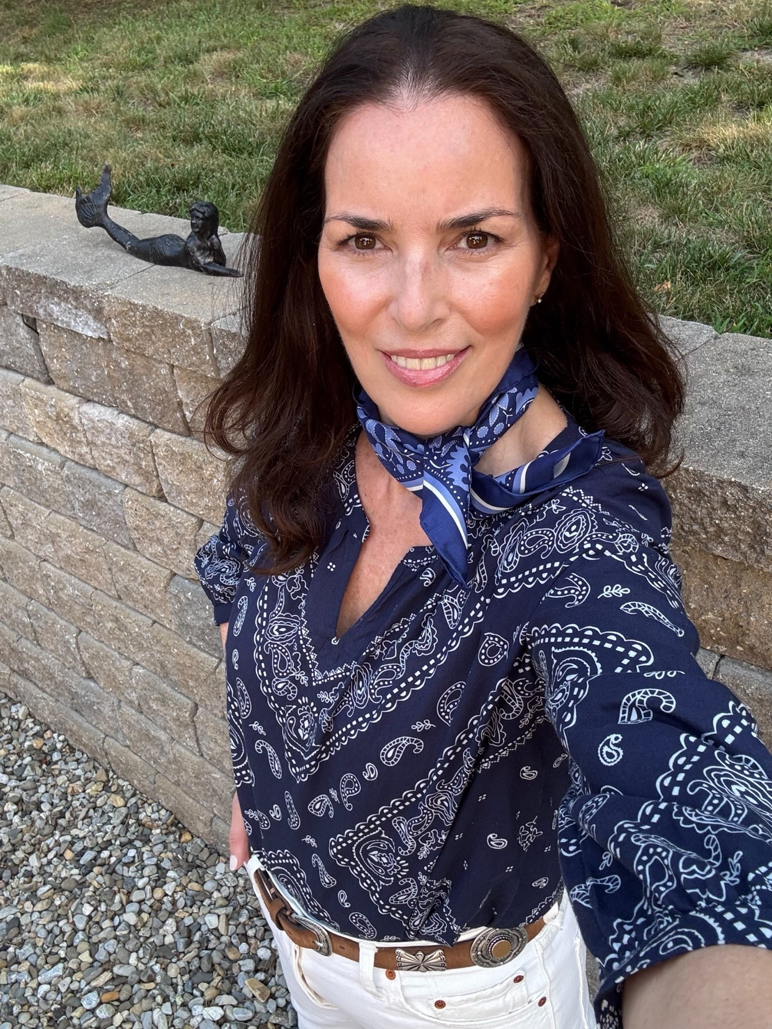 This was my favorite top of the week! I wore it to dinner with these white Levi's and my silk bandana, and even my young nephews loved it!

We grew up going to the Cape in the summer, and we loved listening to #yahtrock. Summer Breeze was a Cape song back then, and my oldest brother and I were reminiscing about the 70s vibe and 104.7! 
 

 #LTKgrwm #LTKootd #LTKTravel