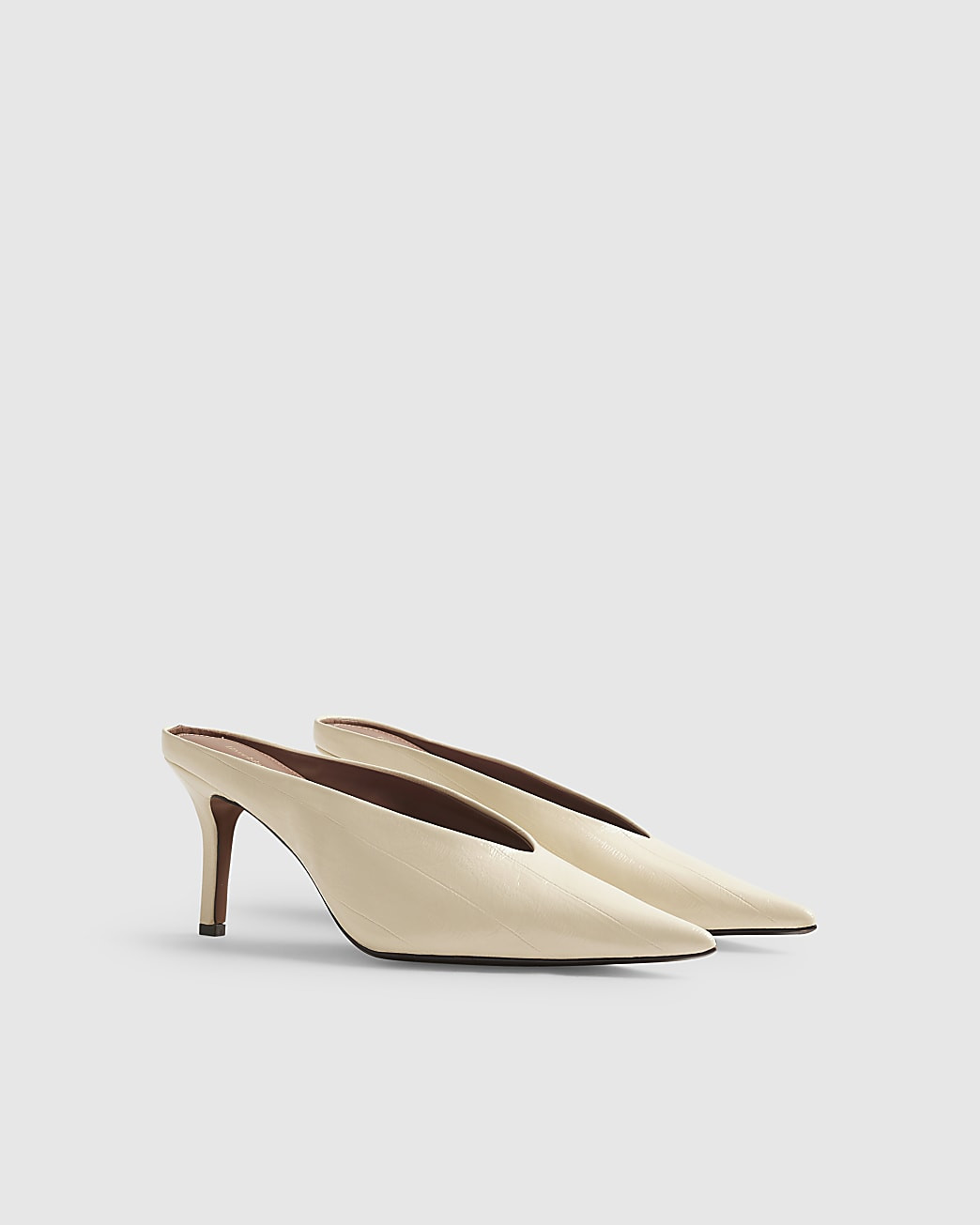 Cream High Throat Mule Court Shoes | River Island UK & IE